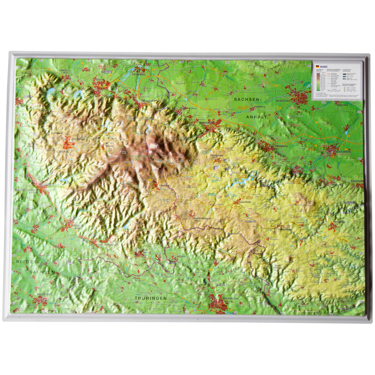 Georelief 3D Reliefkarte Harz (Größe klein)