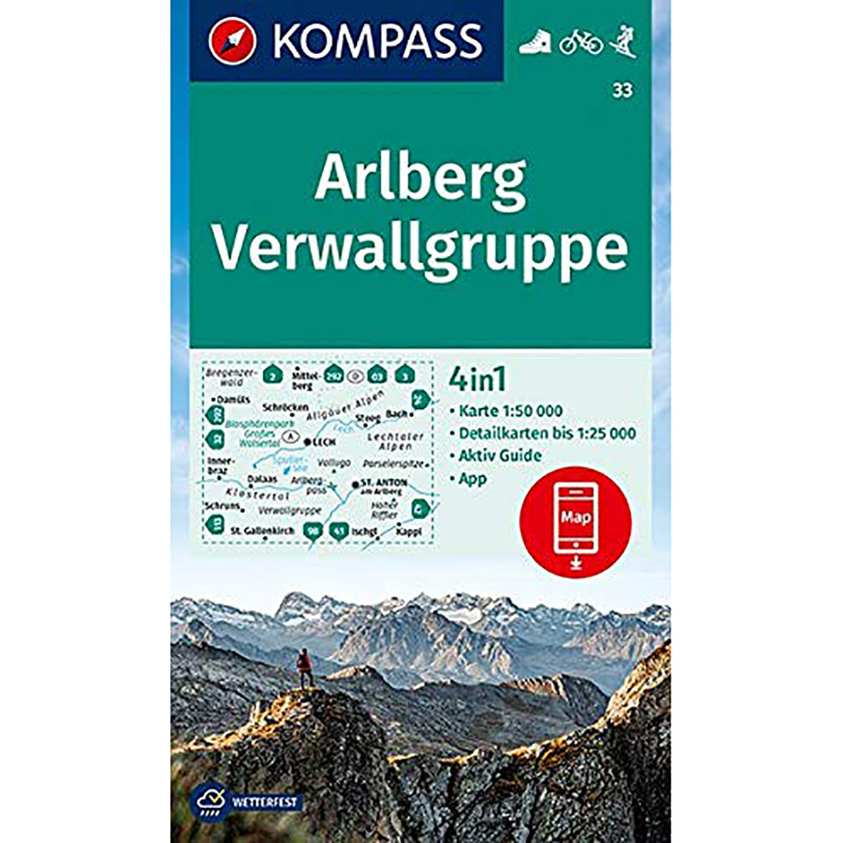 Kompass Verlag WK 33 Arlberg - Nördliche Verwallgruppe (Größe One Size)