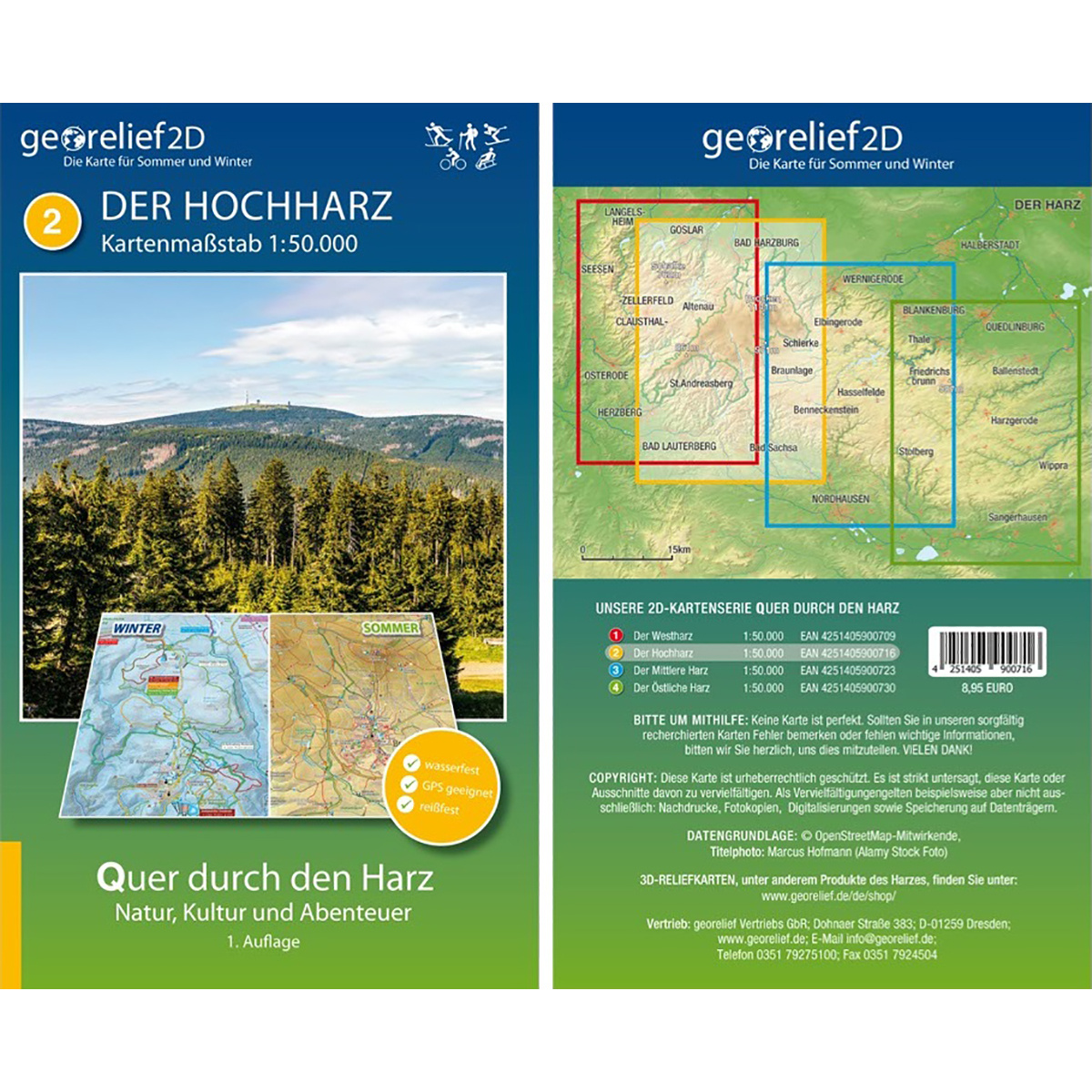 Image of Georelief Der Hochharz Wanderkarte
