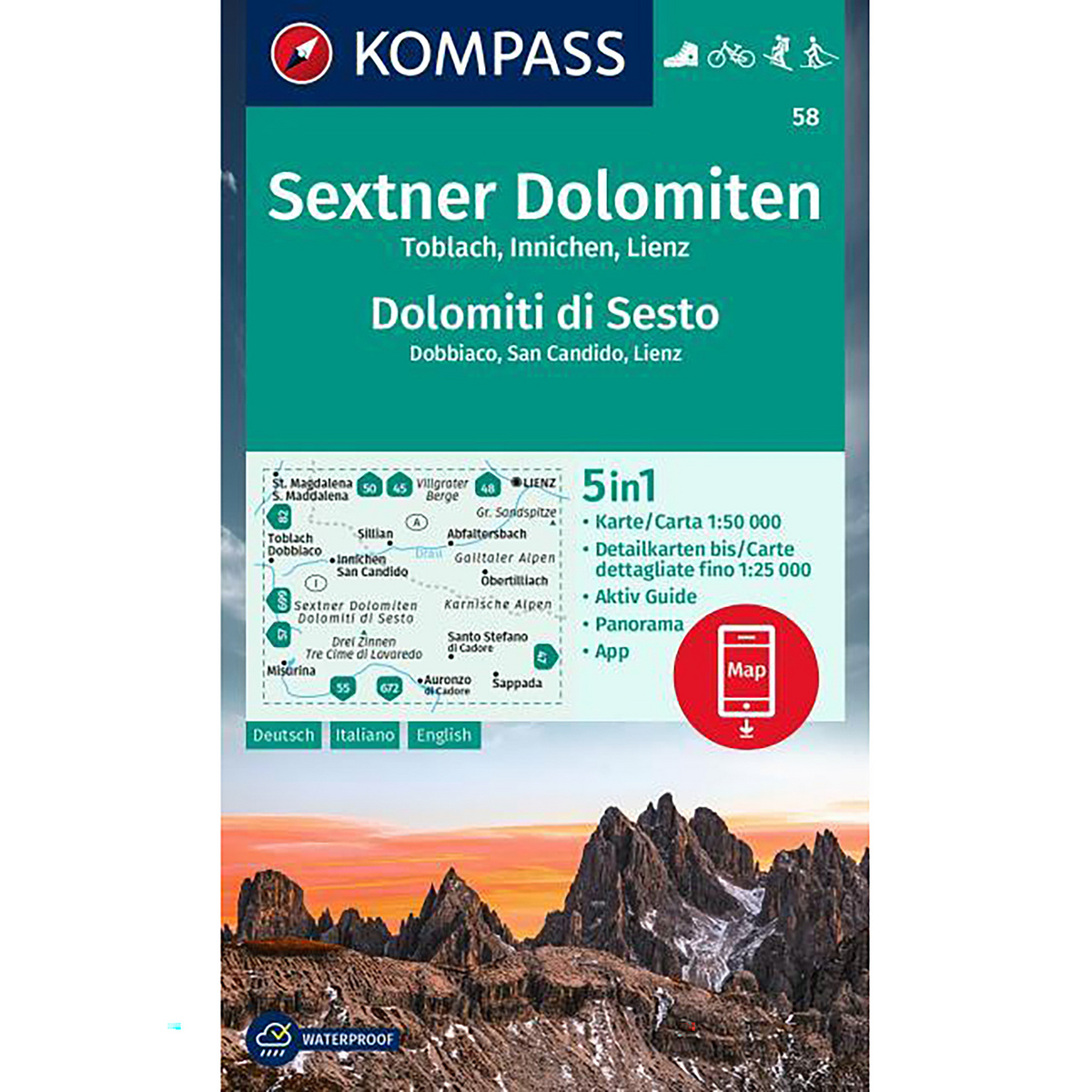 Image of Kompass Verlag WK 58 Sextner Dolomiten - Dolomiti di Sesto