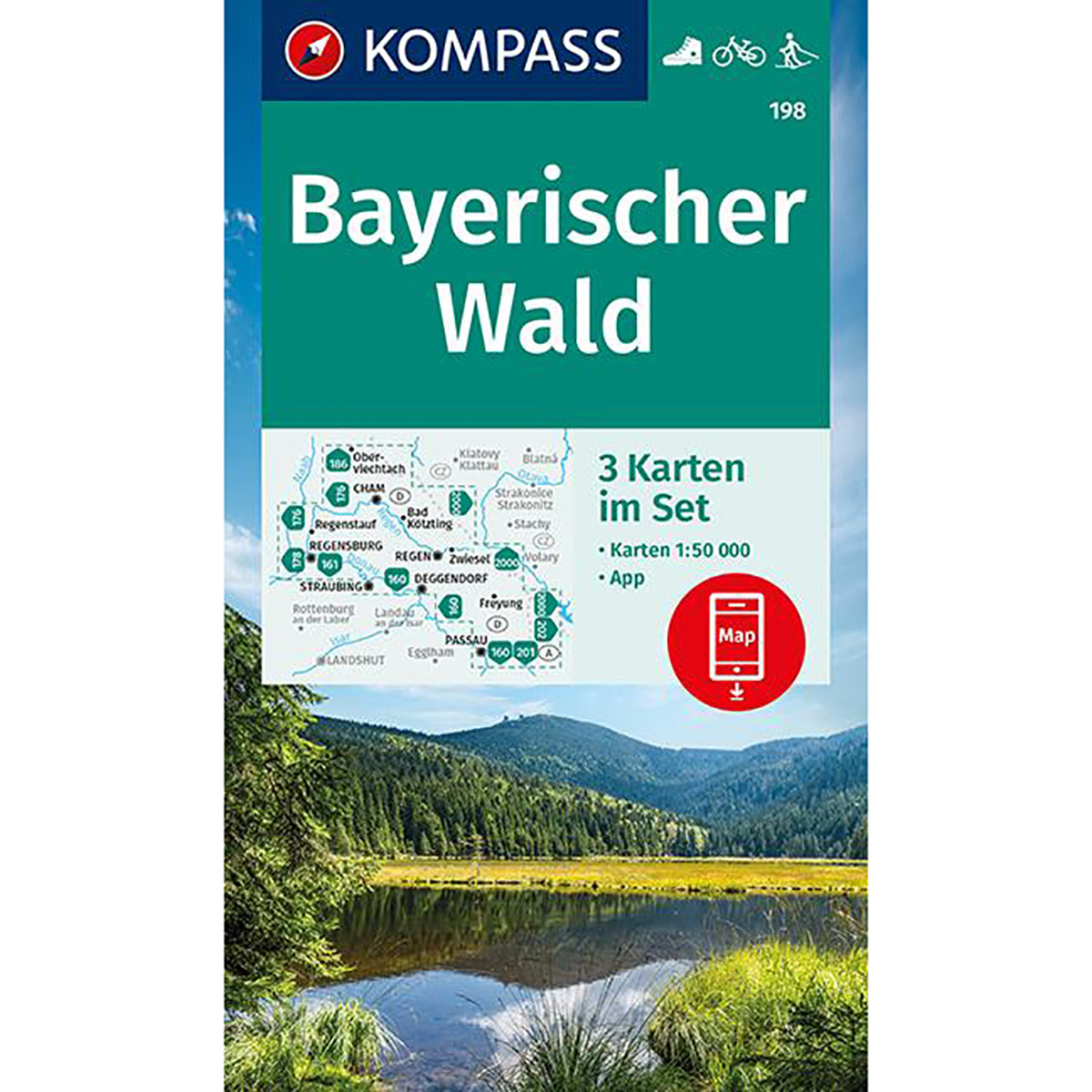 Kompass Verlag WK 198 Bayerischer Wald, 3 - teiliges Set (Größe One Size)