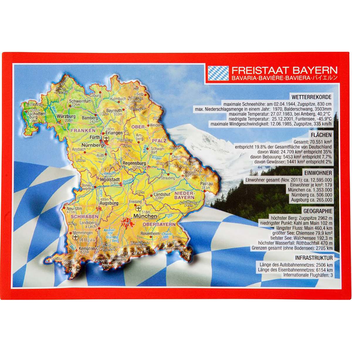 Image of Georelief 3D Reliefpostkarte Bayern