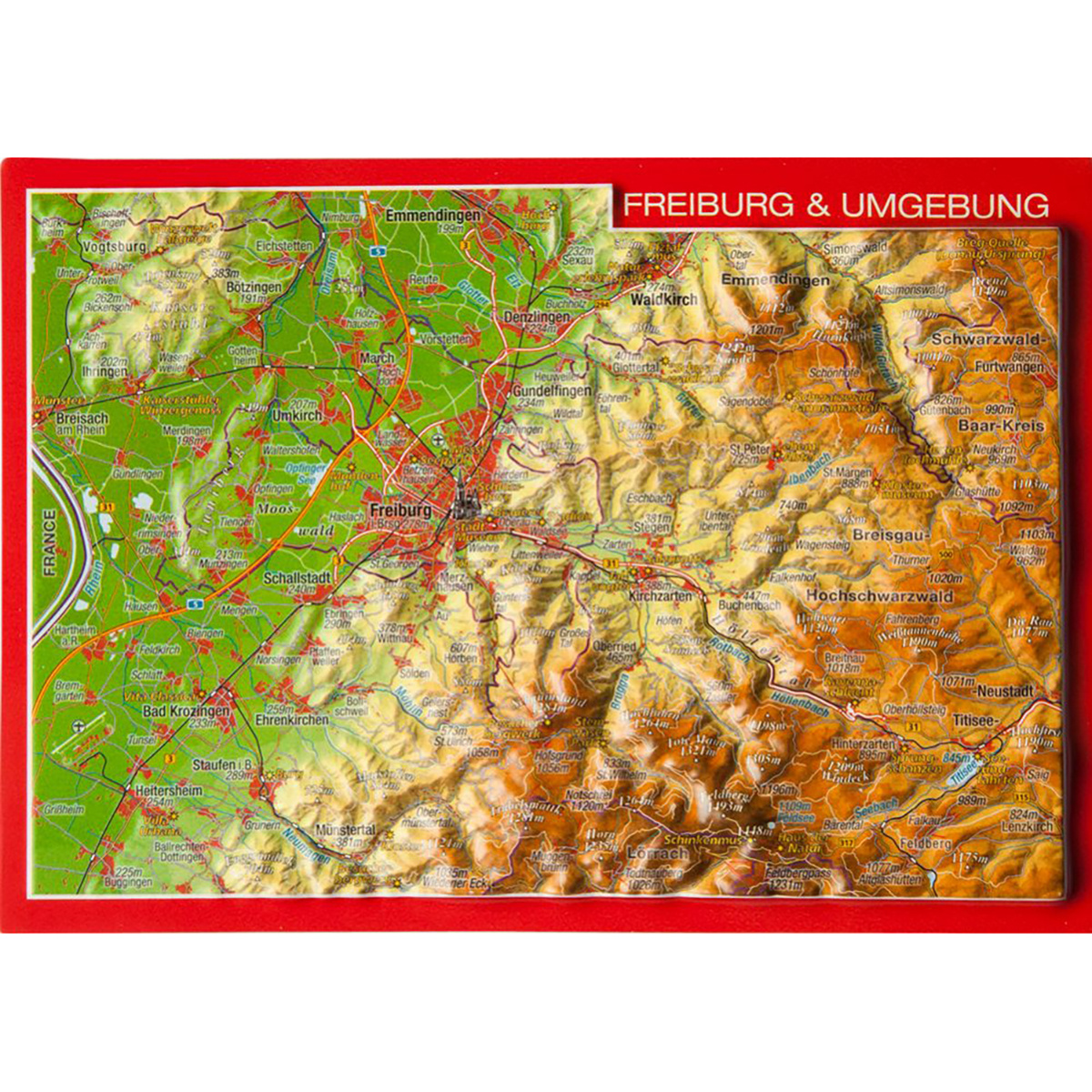Image of Georelief 3D Reliefpostkarte Freiburg & Umgebung