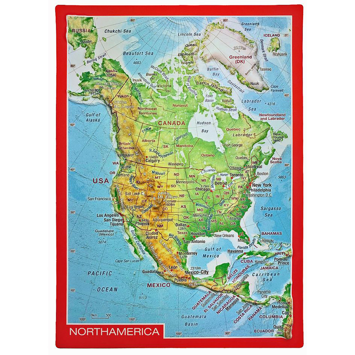 Image of Georelief 3D Reliefpostkarte Nordamerika