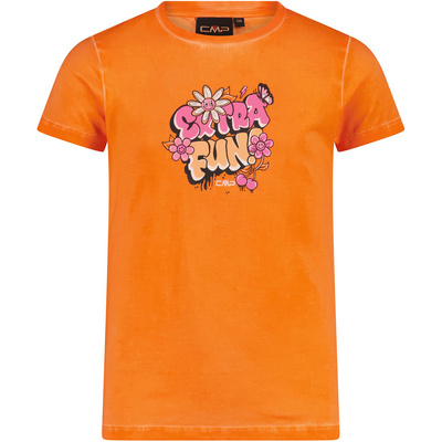 CMP Kinderen Girls Stretch Print T-shirt (Maat 140, Oranje)