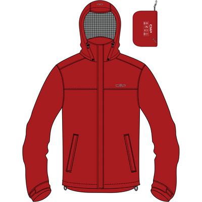 CMP Homme Veste Hoodie Button Rain (taille M, Rouge)