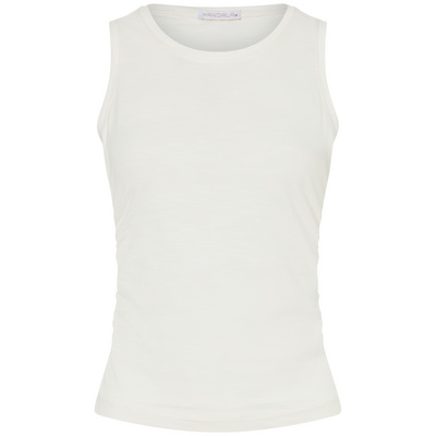 Mandala Dames Ruffled Round Neck tanktop (Maat XS, Wit)