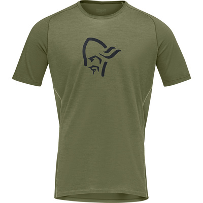 Norrona Heren Fjora Wool T-shirt (Maat L, Olijf)