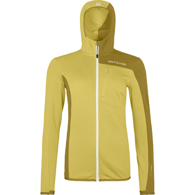 Ortovox Dames Fleece Light Grid Hoodie Vest (Maat XS, Geel)