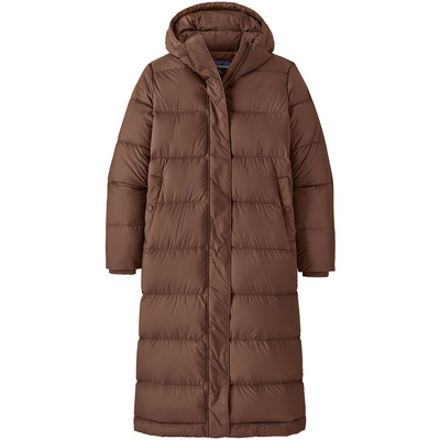 Patagonia Dames Long Silent Down Parka (Maat L, Bruin)