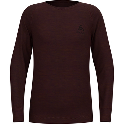 Odlo Enfants T-shirt long Merino 200 Crew Neck (taille 116, Rouge)
