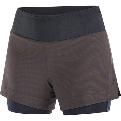 Salomon Dames Sense Aero 2in1 Short (Maat L, Bruin)