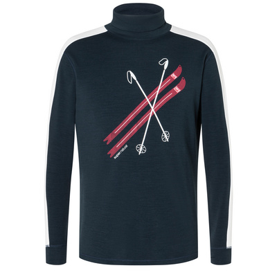 Super.Natural Heren Kryssede Ski Roll Neck Longsleeve (Maat M, Blauw)