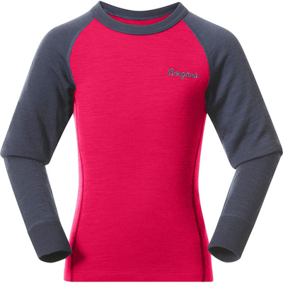 Bergans Enfants T-shirt long Inner:Dual Merino (taille 104, Rose vif)