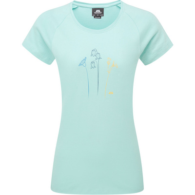 Mountain Equipment Dames Mountain Flower T-shirt (Maat L, Turquoise)