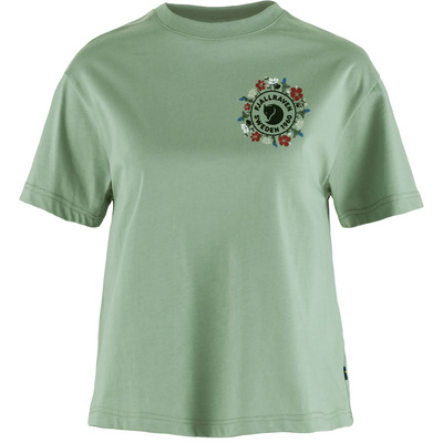 Fjällräven Dames Fjällblomster Logo T-shirt (Maat XL, Groen)