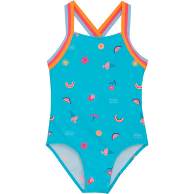 Color Kids Kinderen Elastic Straps Badpak (Maat 122, Blauw)