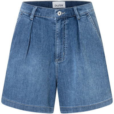 Duer Dames Performance Denim Lite Pleated Korte broek (Maat XS, Blauw)