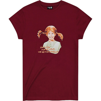 Bavarian Caps Dames Pippi Langstrumpf T-shirt (Maat XS, Rood)