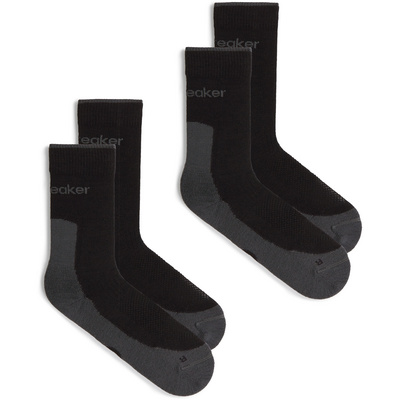 Icebreaker Heren Merino Hike+ Light Crew 2er Pack Sokken (Maat 44.5 , Zwart)