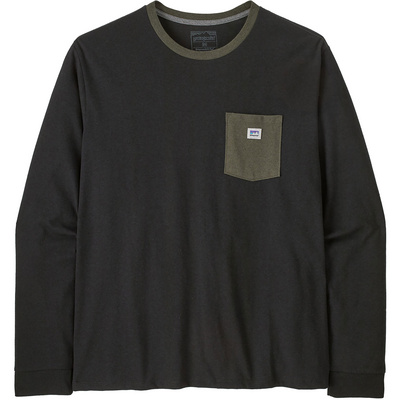 Patagonia Heren Shop Sticker Pocket Longsleeve (Maat M, Zwart)