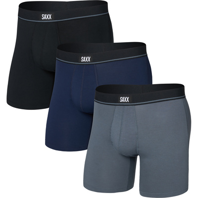 Saxx Underwear Heren Essential Cotton Brief Fly 3er Pack Boxershort (Maat XL, Zwart)