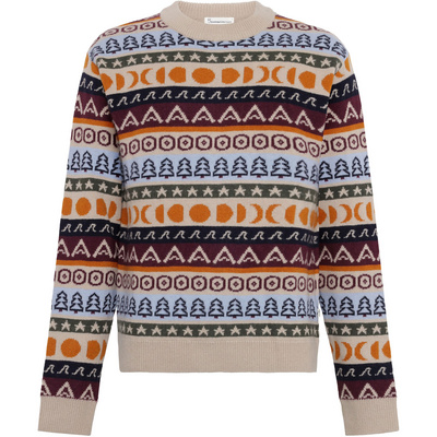 KnowledgeCotton Apparel Striped Pattern Crew Neck Knit Trui