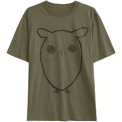 KnowledgeCotton Apparel Heren Big Owl Front Print T-shirt