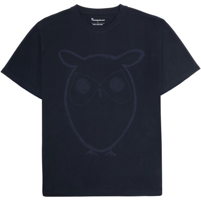 KnowledgeCotton Apparel Heren Big Owl Front Print T-shirt