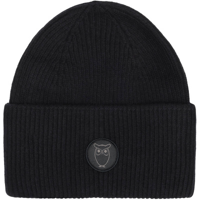 KnowledgeCotton Apparel Bonnet Big Rib (taille ONE SIZE, Noir)