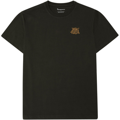 KnowledgeCotton Apparel Heren Owl Chest Embroidery T-shirt