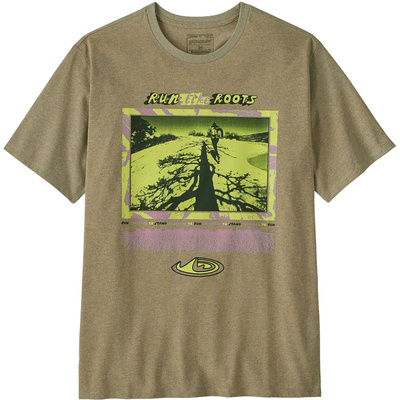 Patagonia Homme T-shirt Run Like Roots Responsibili (taille L, Olive)