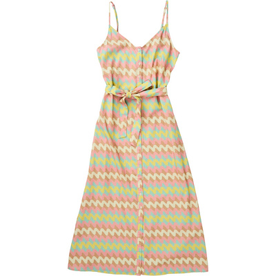Brava Fabrics Dames Pastel Wavy Stripes Strap Jurk