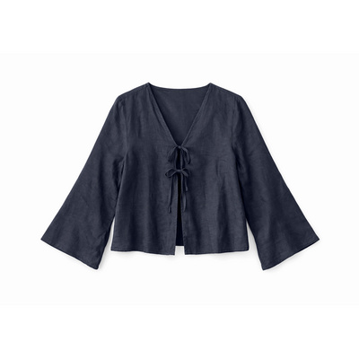 Mazine Dames Linen w. Binding Blouse