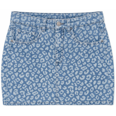 Mazine Femme Jupe Printed Denim Mini (taille L, Bleu)