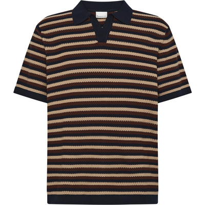 KnowledgeCotton Apparel Heren Striped Knitted Polo T-shirt