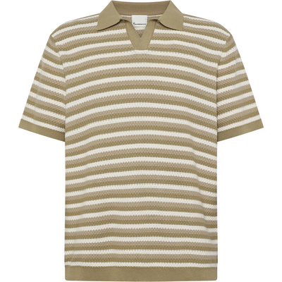 KnowledgeCotton Apparel Heren Striped Knitted Polo T-shirt