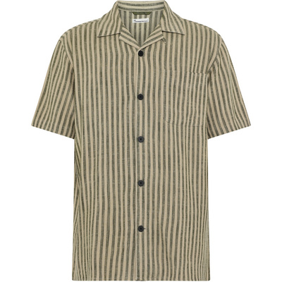 KnowledgeCotton Apparel Heren Linen-Mix Striped Overhemd