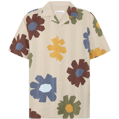 KnowledgeCotton Apparel Heren Box Fit Aop Slub Overhemd