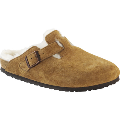 Birkenstock Dames Boston Shearling Suede Pantoffels (Maat 41, Bruin)