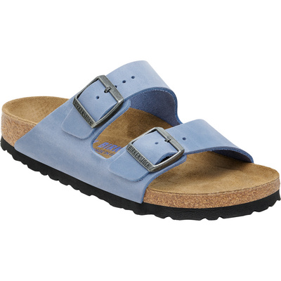 Birkenstock Dames Arizona Soft Natural Leather Oiled Sandalen (Maat 40, Blauw)