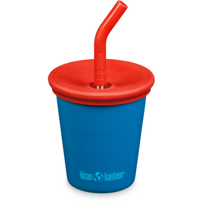 Klean Kanteen Kinderen Straw Lid Steel Cup (Maat 296ml, Blauw)