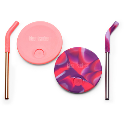 Klean Kanteen Kinderen Cup Straw Lid 2-Pack (Maat ONE SIZE, Roze)