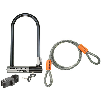 Kryptonite KryptoLok Standaard met Kryptoflex fietsslot (Maat 120CM, Zwart)