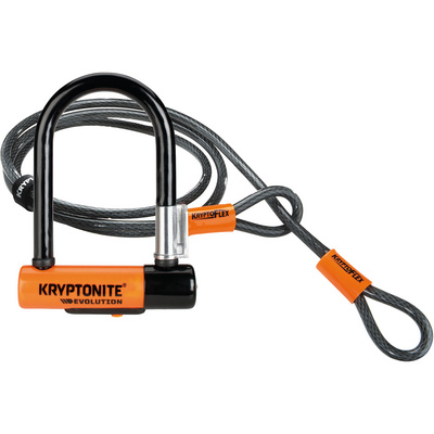 Kryptonite Evolution Mini-7 met Kryptoflex fietsslot (Maat 120CM, Zwart)