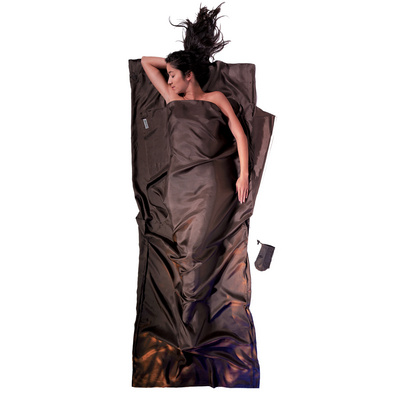 Cocoon TravelSheet Silk (Maat MAX. 210CM, Bruin)