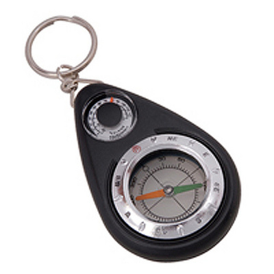 Munkees Compass/Thermometer Keychain (Maat One Size, Zwart)