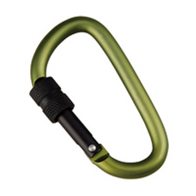 Munkees D-Shape Carabiner w. Screw Lock 6x60mm (Maat 6x60mm, Groen)