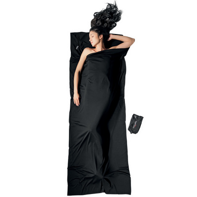 Cocoon TravelSheet Merino Wool (Maat MAX. 210CM, Zwart)