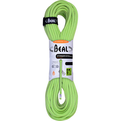 Beal Corde d'escalade Stinger III 9.4 Unicore Dry Cover (taille 50M, Vert)